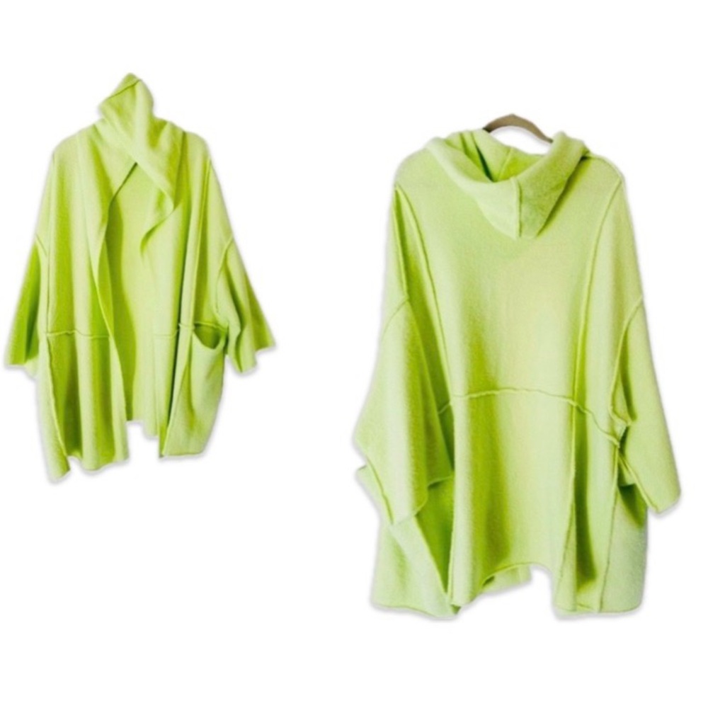 Rare‼️Free People Oversized Lime Green Hooded Cardigan